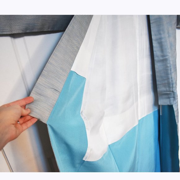 Vintage Blue ORI Woven Unisex Kimono, Long Authentic Japanese Silk Kimono - Picture 4 of 16